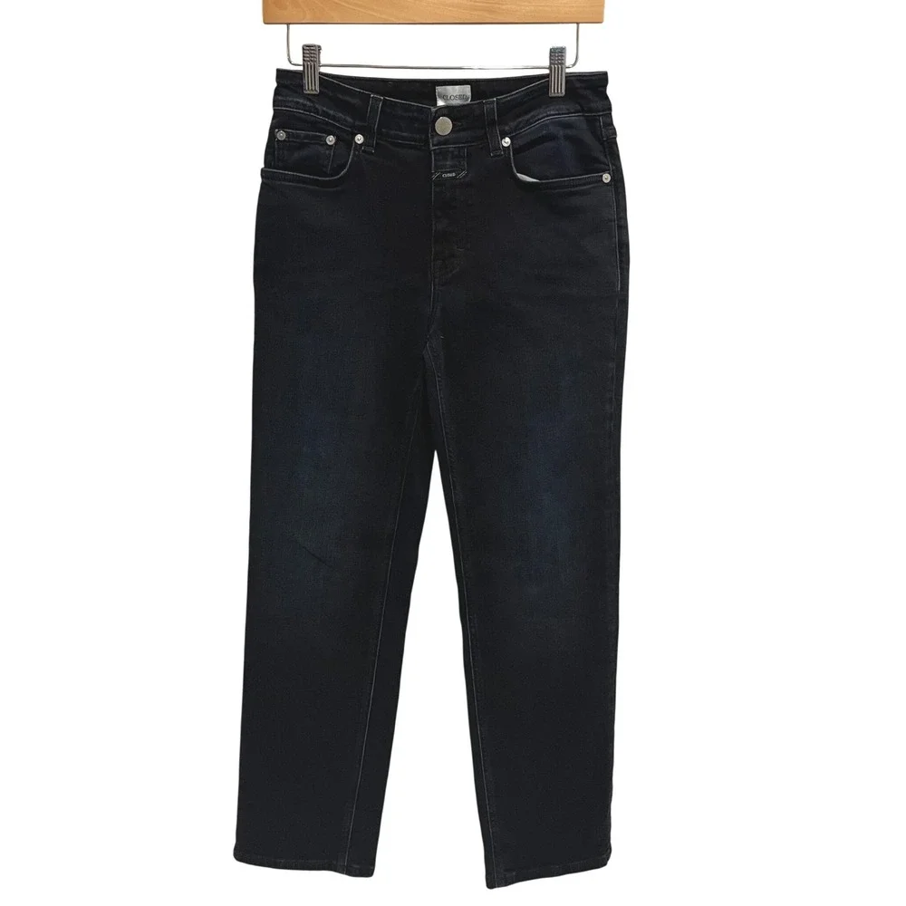 Closed Straight Leg Jeans Women 25 Dark Indigo Minimalist Made in Italy C24243